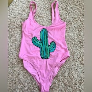 TOPSHOP pink sequence high cut bathing suit